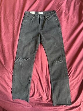Agolde Black Straight-Leg Distressed Jeans